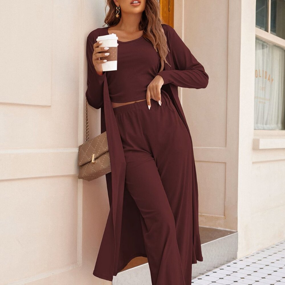 3pcs Lounge Set - Burgundy - Picture 3 of 5